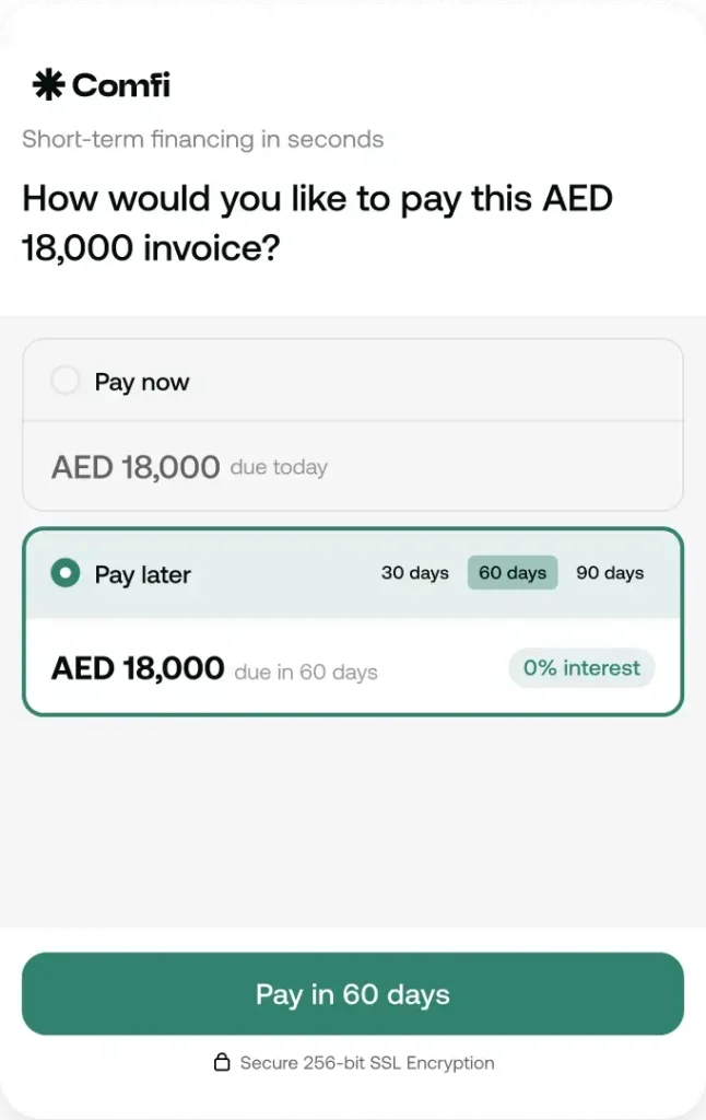 How would you like to pay this AED 18,000 invoice_